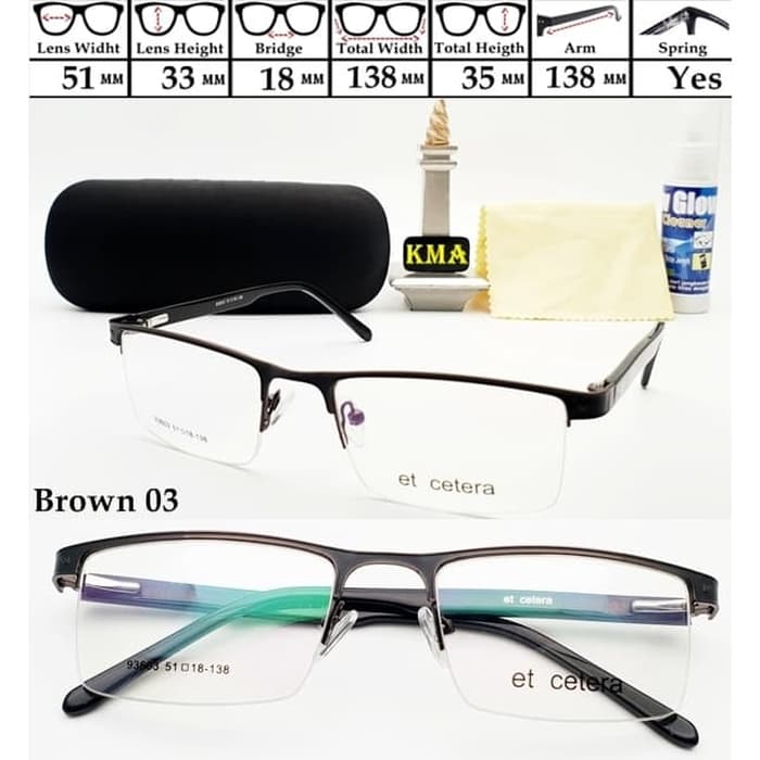  Frame  Kacamata  Korea Kotak Half  Frame  Premium