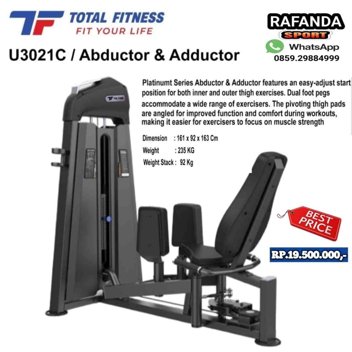 Alat Gym Fitness Abductor & Adductor U3021C