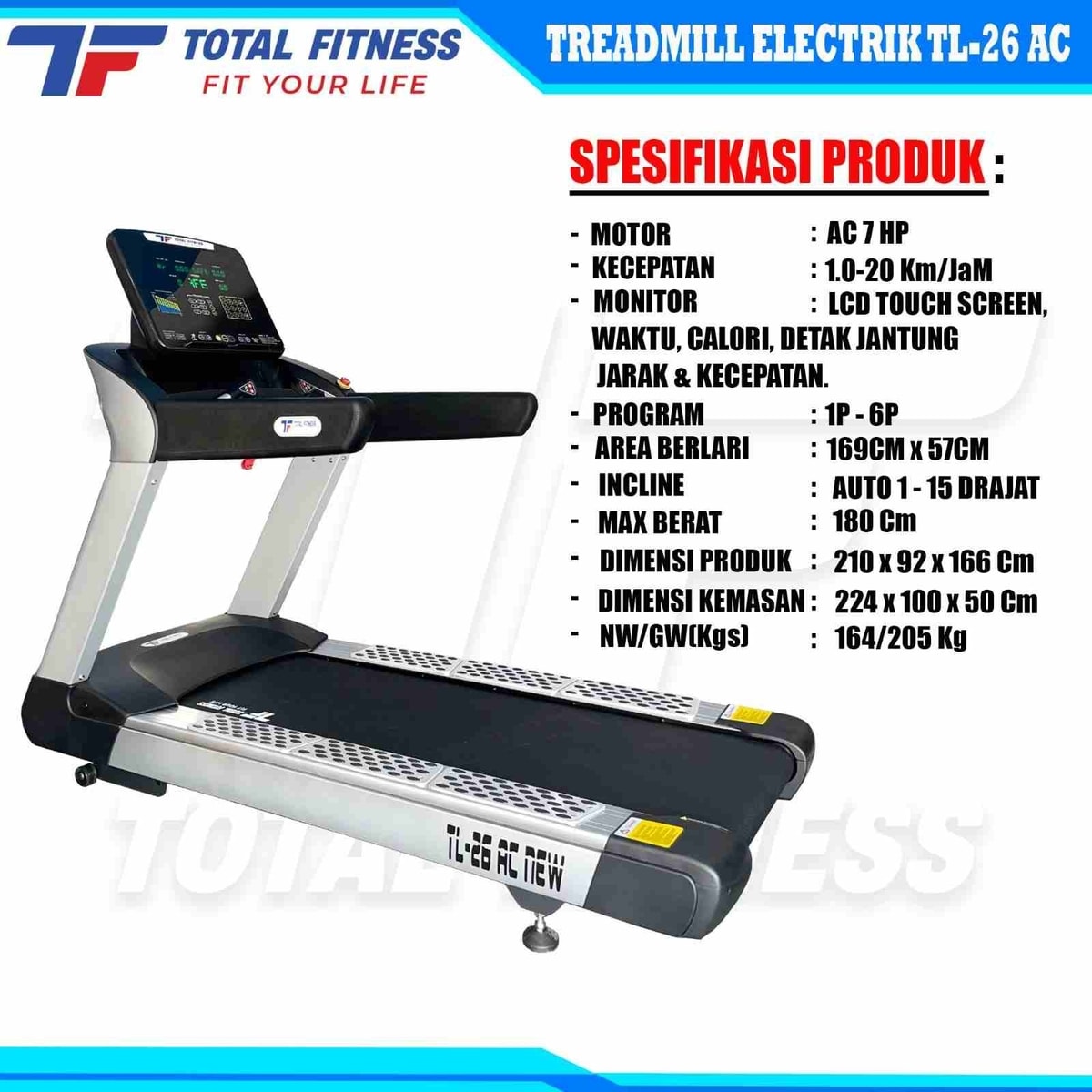 Treadmill Elektrik Komersial TL-26Ac