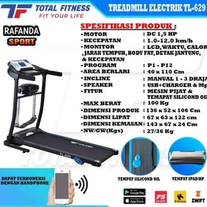 "Spesifikasi treadmill elektrik TL629"