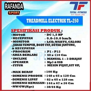 spesifikasi-treadmillelektrik-tl250