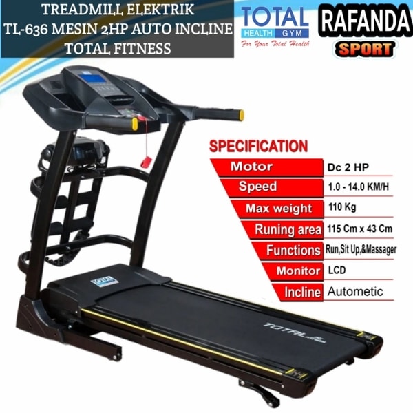 Alat olahraga treadmill Elektrik TL130 Totalfirness